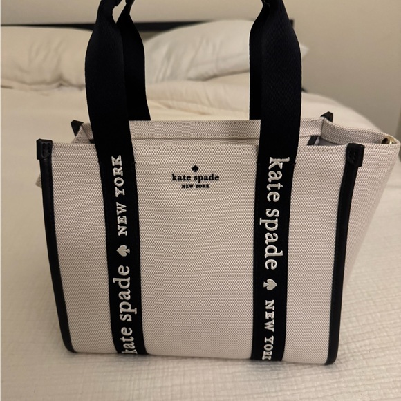 kate spade Cream and Black Logo Canvas Tote - Picture 2 of 8